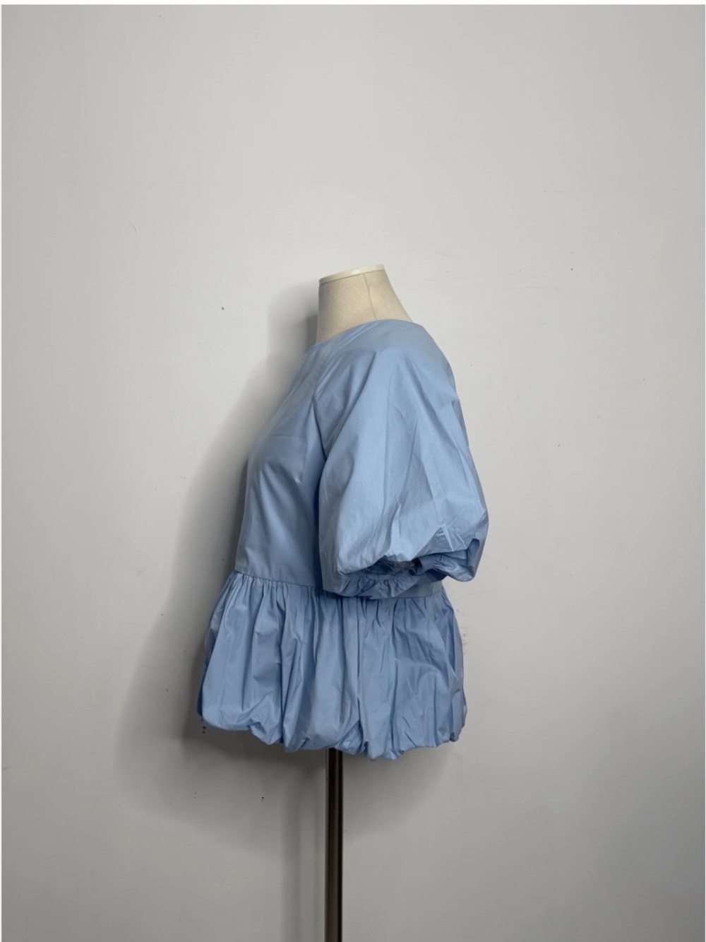 English Factory Sky Blue Puff-Sleeve Peplum Blouse - Picture 3 of 4